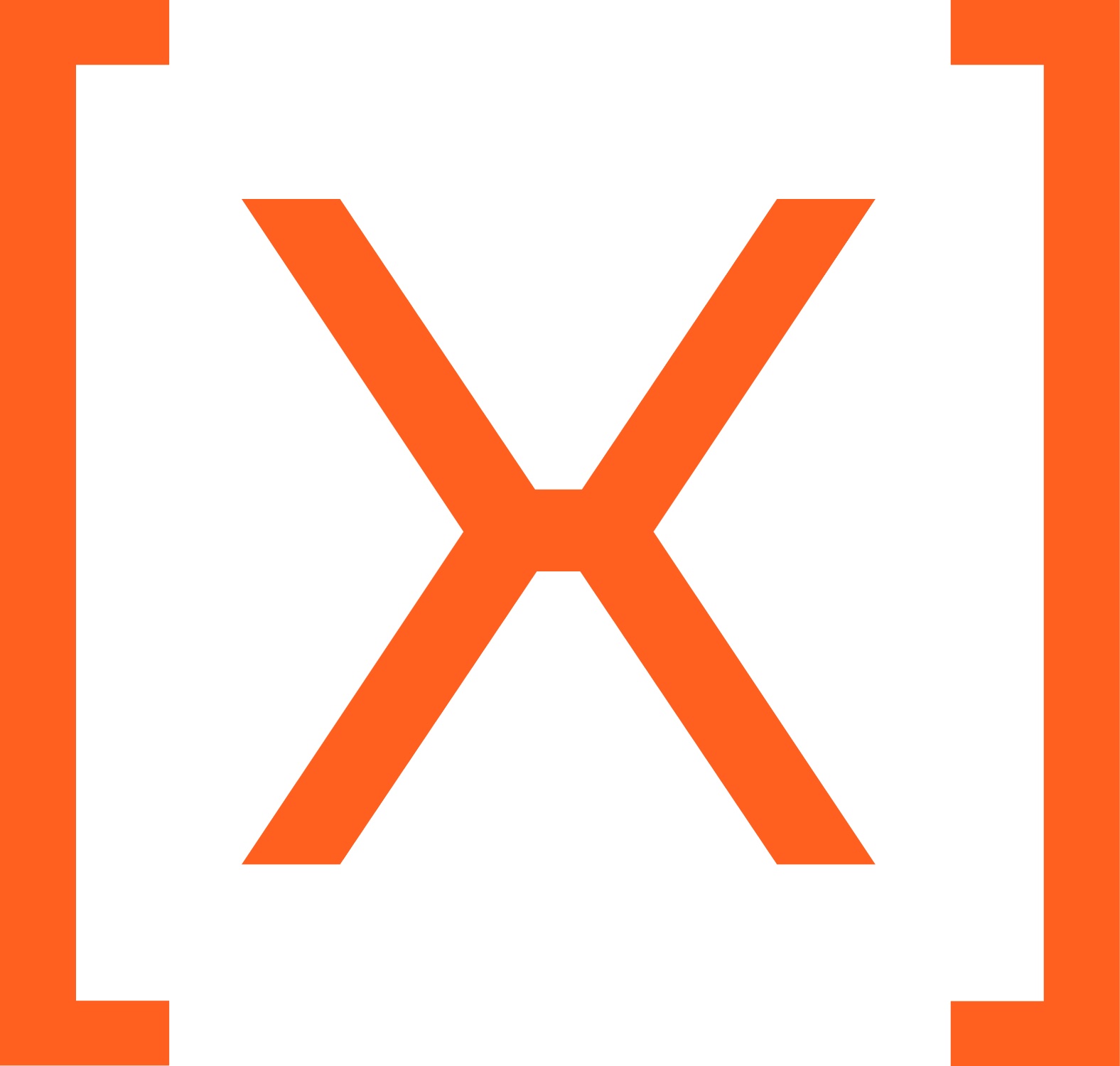 Neon orange container with an x in it.